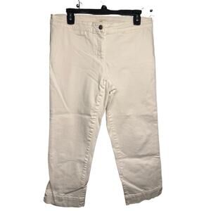 Eileen Fisher White Denim Cropped Pants/Cotton Stretch/ Coastal, Preppy, EUC Med